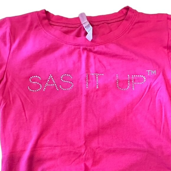 Reserved Tee Pink Sas It Up Print, Womens Small Size, Like New Condition - Picture 3 of 7